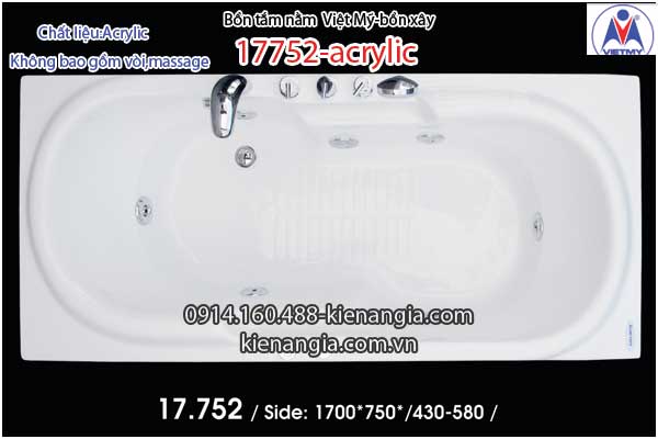 Bồn xây,bồn tắm nằm 1,7m Việt Mỹ Acrylic-17752