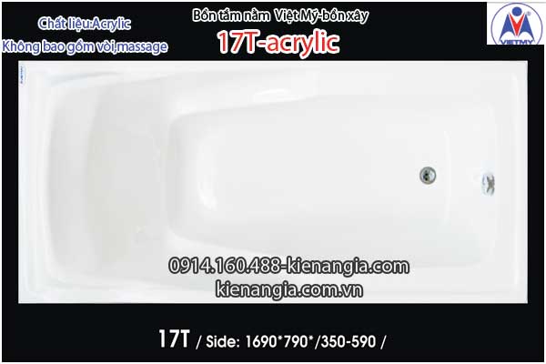 Bồn xây,bồn tắm nằm 1,7m Việt Mỹ  Acrylic-17T