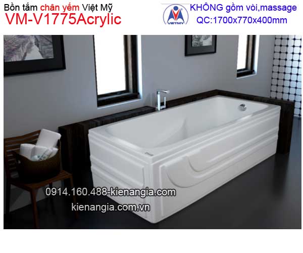 Bồn tắm dài chân yếm acrylic Việt Mỹ  VM-V1775Acrylic