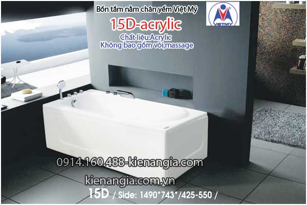 Bồn tắm nằm Acrylic chân yếm dài 1,5m Việt Mỹ  VM15D-Acrylic