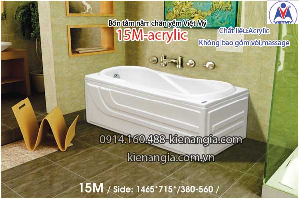 Bồn tắm nằm Acrylic chân yếm dài 1,5m Việt Mỹ  VM15M-Acrylic