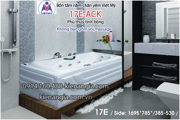 Bồn tắm nằm Acrylic chân yếm dài 1,7m Việt Mỹ VM17E-Acrylic
