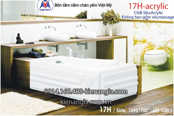 Bồn tắm nằm Acrylic chân yếm dài 1,7m Việt Mỹ VM17H-Acrylic
