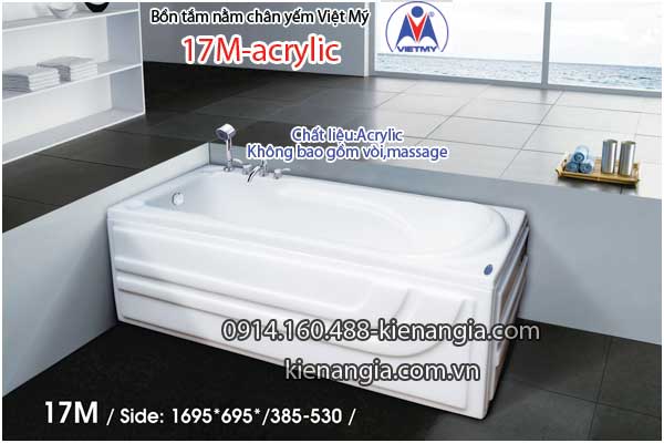 Bồn tắm nằm Acrylic chân yếm dài 1,7m Việt Mỹ VM17M-Acrylic
