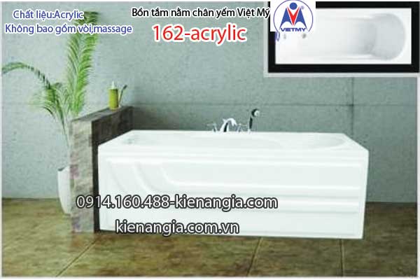 Bồn tắm nằm Acrylic chân yếm dài 1,6m Việt Mỹ VM162-Acrylic
