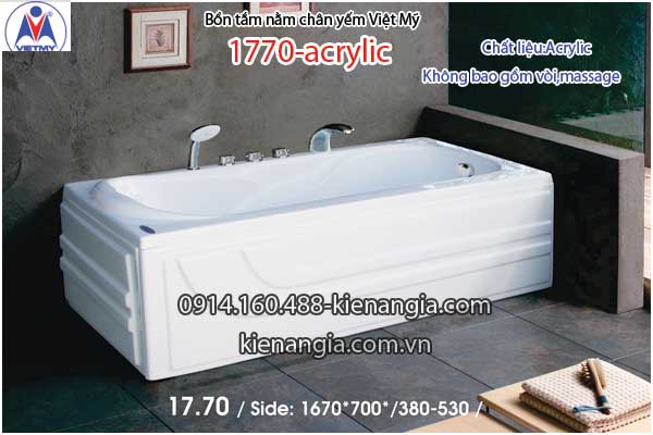 Bồn tắm nằm Acrylic chân yếm dài 1,7m Việt Mỹ VM1770-Acrylic