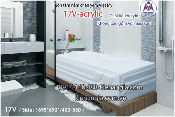 Bồn tắm nằm Acrylic chân yếm dài 1,7m Việt Mỹ VM17V-Acrylic