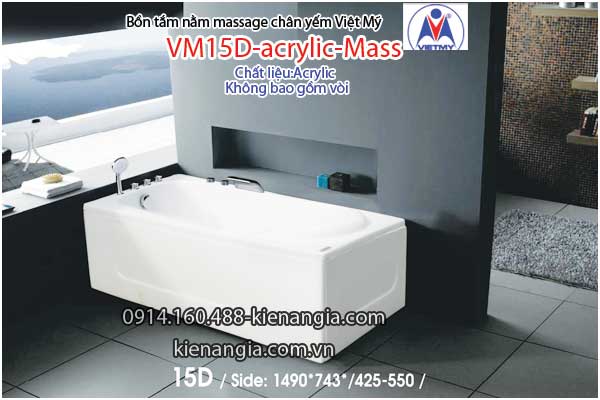 Bồn tắm dài massage acrylic 1,5m Việt Mỹ 15D
