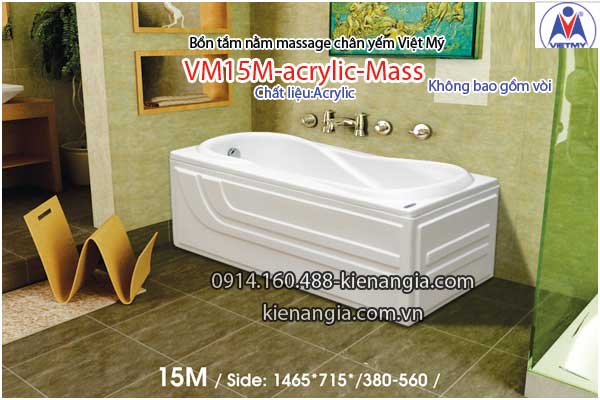 Bồn tắm dài massage acrylic 1,5m Việt Mỹ 15M