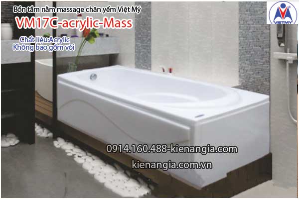 Bồn tắm dài massage acrylic 1,7m Việt Mỹ 17C