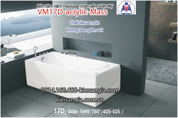 Bồn tắm dài massage acrylic 1,7m Việt Mỹ 17D