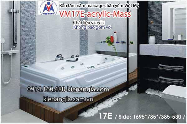 Bồn tắm dài massage acrylic 1,7m Việt Mỹ 17E