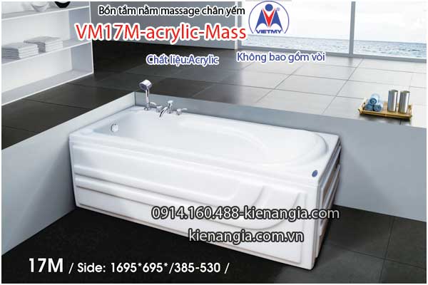 Bồn tắm dài massage acrylic 1,7m Việt Mỹ 17M
