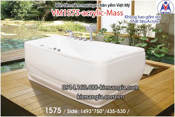 Bồn tắm dài massage acrylic 1,5m Việt Mỹ 1575