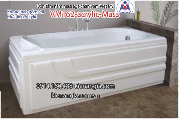 Bồn tắm dài massage acrylic 1,6m Việt Mỹ 162