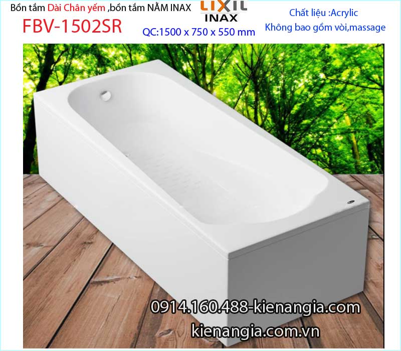 Bồn tắm dài Inax chân yếm acrylic 1,5 mét INAX-FBV1502SR
