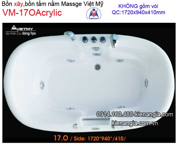 Bồn tắm nằm xây massage Acrylic Việt Mỹ VM17OAcrylic-Mass