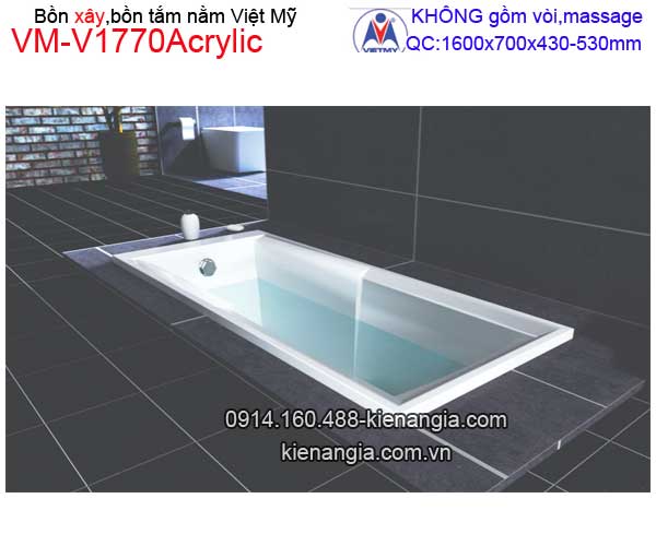 Bồn tắm nằm xây Acrylic Việt Mỹ  VM-V1770Acrylic