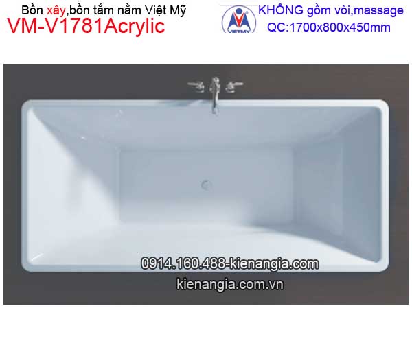 Bồn tắm nằm xây Acrylic Việt Mỹ VM-V1781Acrylic