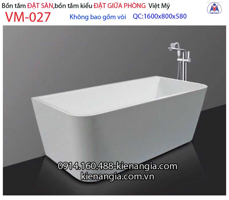 Bồn tắm chữ nhật  Đặt sàn acrylic Việt Mỹ VM-027