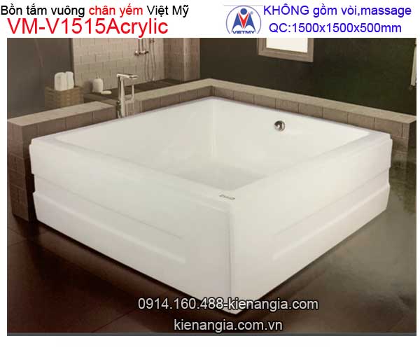 Bồn tắm vuông Đặt sàn acrylic Việt Mỹ VM-V1515Acrylic