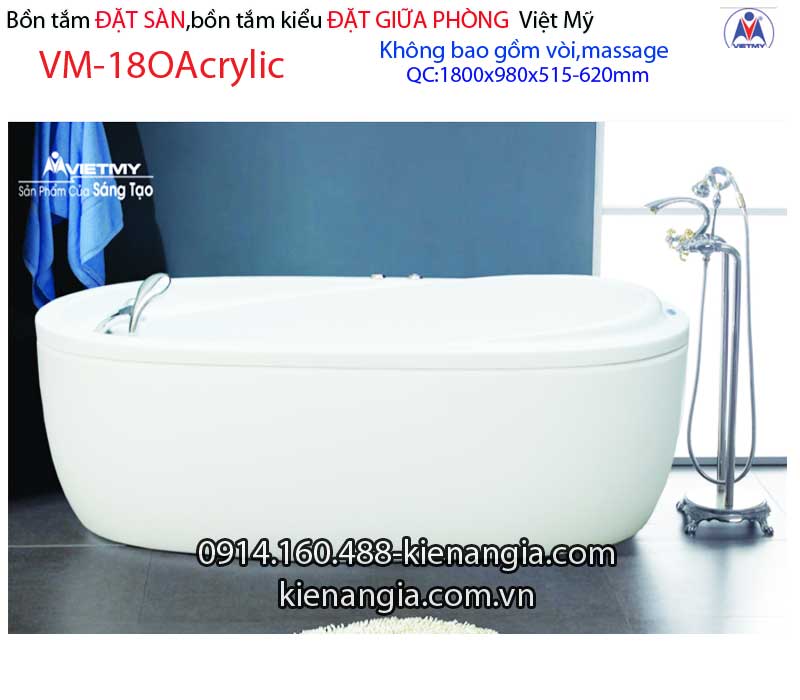 Bồn tắm oval Đặt sàn acrylic Việt Mỹ VM-18OAcrylic