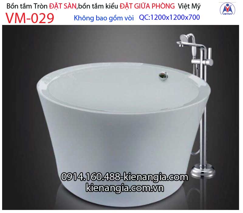 Bồn tắm tròn Đặt sàn acrylic Việt Mỹ VM-029