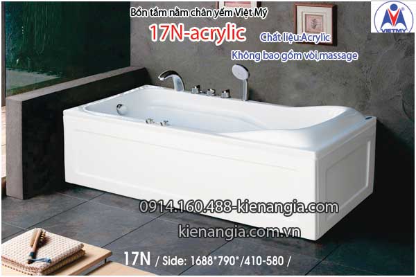 Bồn tắm nằm Acrylic chân yếm dài 1,7m Việt Mỹ VM17N-Acrylic