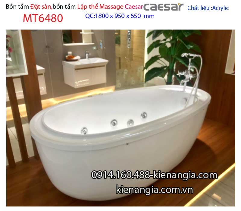 Bồn tắm oval MASSAGE đặt sàn Caesar-MT6480