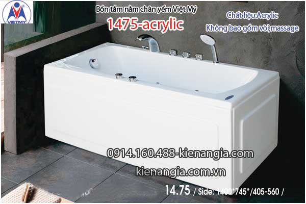 Bồn tắm nằm Acrylic chân yếm dài 1,4m Việt Mỹ VM1475-Acrylic