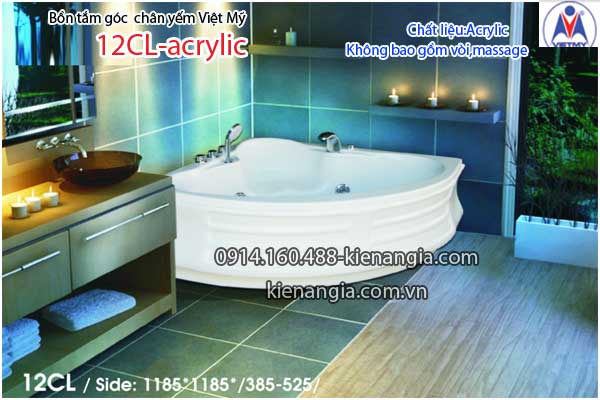 Bồn tắm góc 1,2m chân yếm Việt Mỹ VM12CL-Acrylic