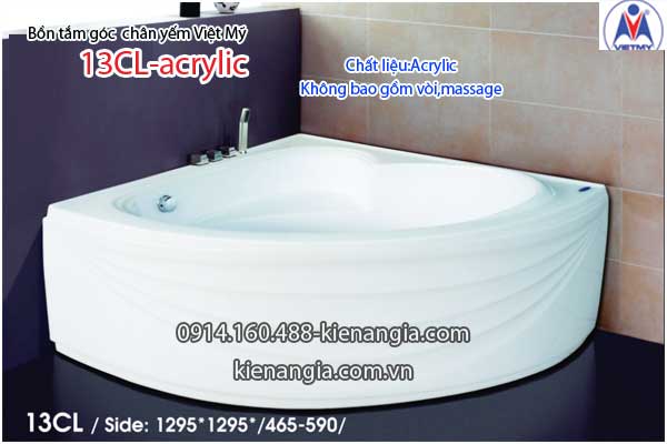 Bồn tắm góc 1,3m chân yếm Việt Mỹ VM13CL-Acrylic