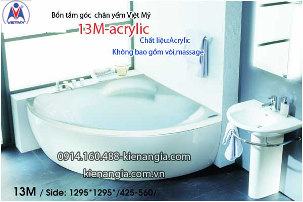 Bồn tắm góc 1,3m chân yếm Việt Mỹ VM13M-Acrylic