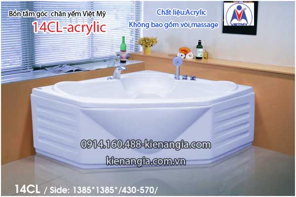 Bồn tắm góc 1,4m chân yếm Việt Mỹ VM14CL-Acrylic
