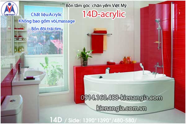 Bồn tắm góc 1,4m chân yếm Việt Mỹ VM14D-Acrylic
