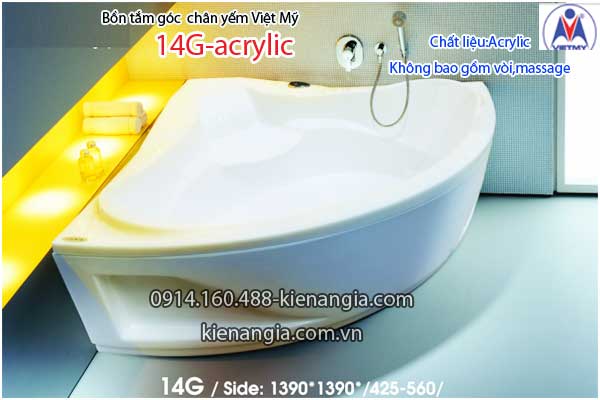 Bồn tắm góc 1,4m chân yếm Việt Mỹ VM14G-Acrylic
