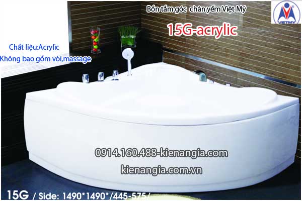 Bồn tắm góc 1,5m chân yếm Việt Mỹ VM15G-Acrylic