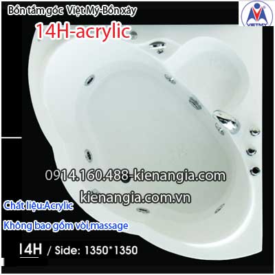 Bồn xây,bồn tắm góc 1,4 mét Việt Mỹ Acrylic VM14HAcrylic