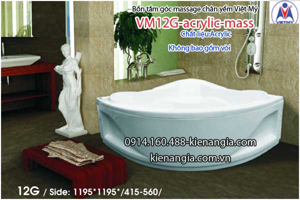Bồn tắm massage góc 1,2m acrylic Việt Mỹ chân yếm 12G-Massage