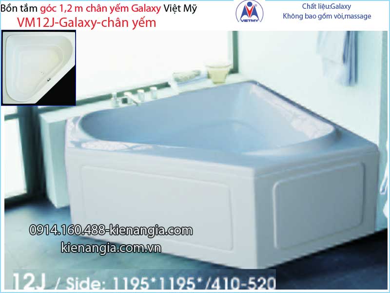 Bồn tắm góc galaxy chân yếm 1,2 mét  Việt Mỹ VM12J-Galaxy