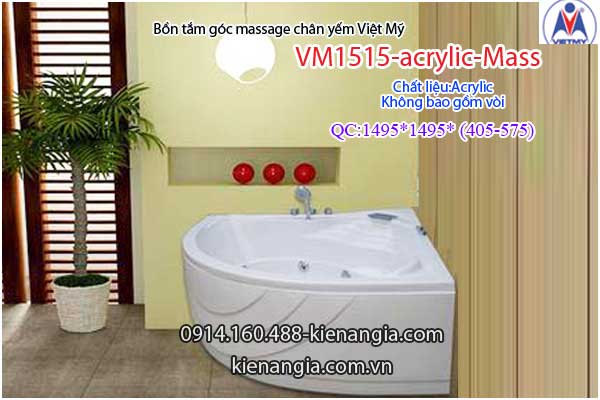 Bồn tắm massage góc 1,5m acrylic Việt Mỹ chân yếm 1515-Massage
