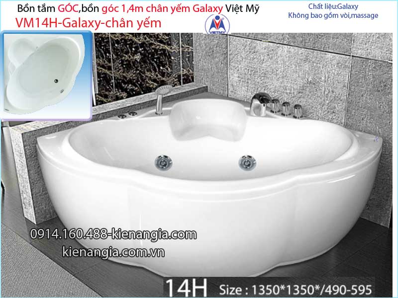 Bồn tắm góc galaxy chân yếm 1,4 mét  Việt Mỹ  VM14H-Galaxy