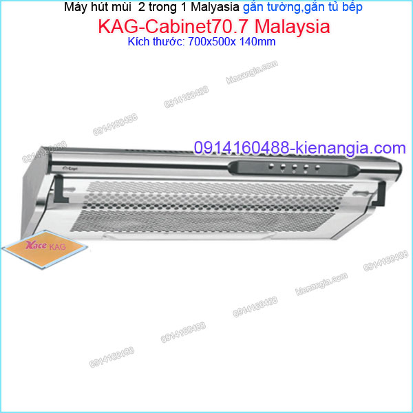Máy hút mùi inox 70cm 2 trong 1 gắn tường,gắn tủ CAPRI KAG-Cabinet70.7 Malaysia