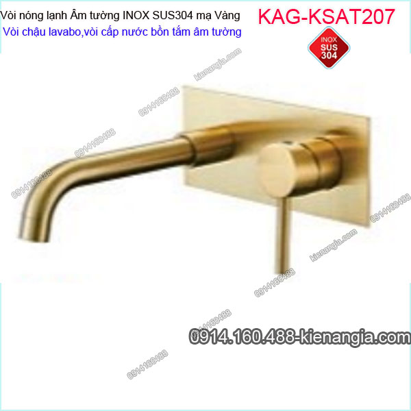 Vòi cấp nước bồn tắm ÂM tường inox sus304 mạ Vàng  KAG-KSAT207