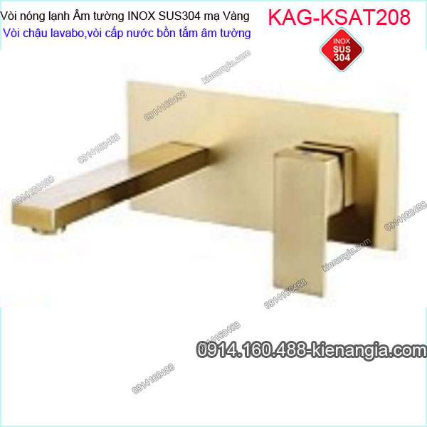 Vòi cấp nước bồn tắm ÂM tường inox sus304 mạ vàng KAG-KSAT208