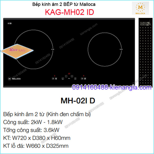 Bếp âm kính điện từ ,bếp từ Malloca KAG-MH02ID