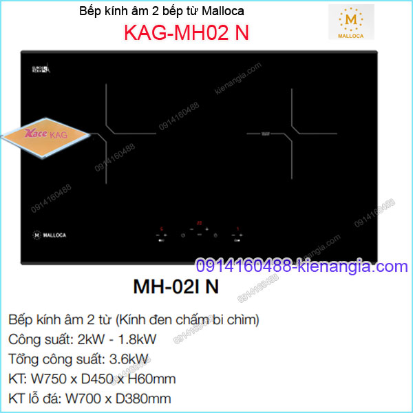 Bếp âm kính điện từ ,bếp từ Malloca KAG-MH02IN