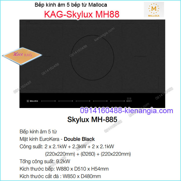 Bếp âm kính điện từ ,bếp từ Malloca KAG-Skylux-MH88