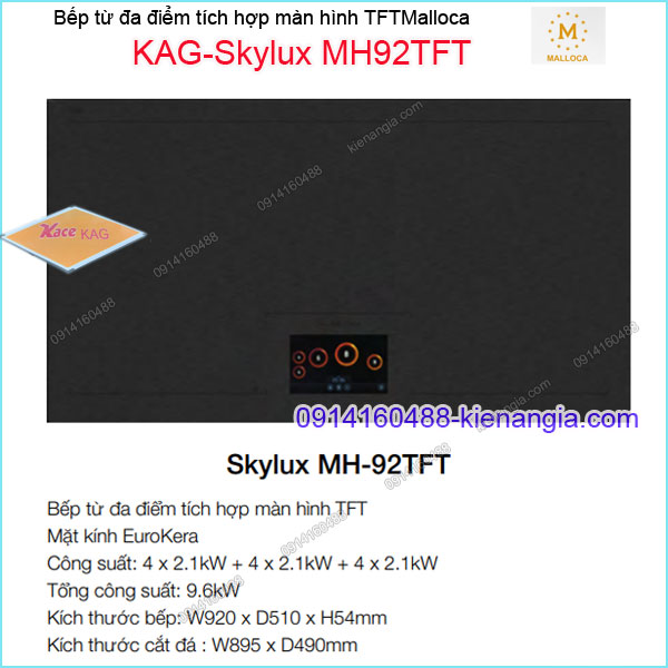 Bếp âm kính điện từ ,bếp từ Malloca KAG-Skylux-MH92TFT