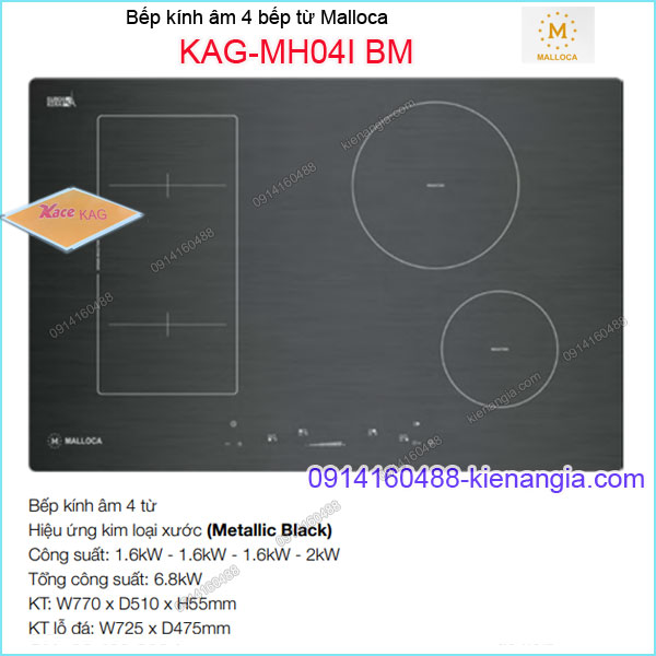 Bếp âm kính điện từ ,bếp từ Malloca KAG-MH04IBM